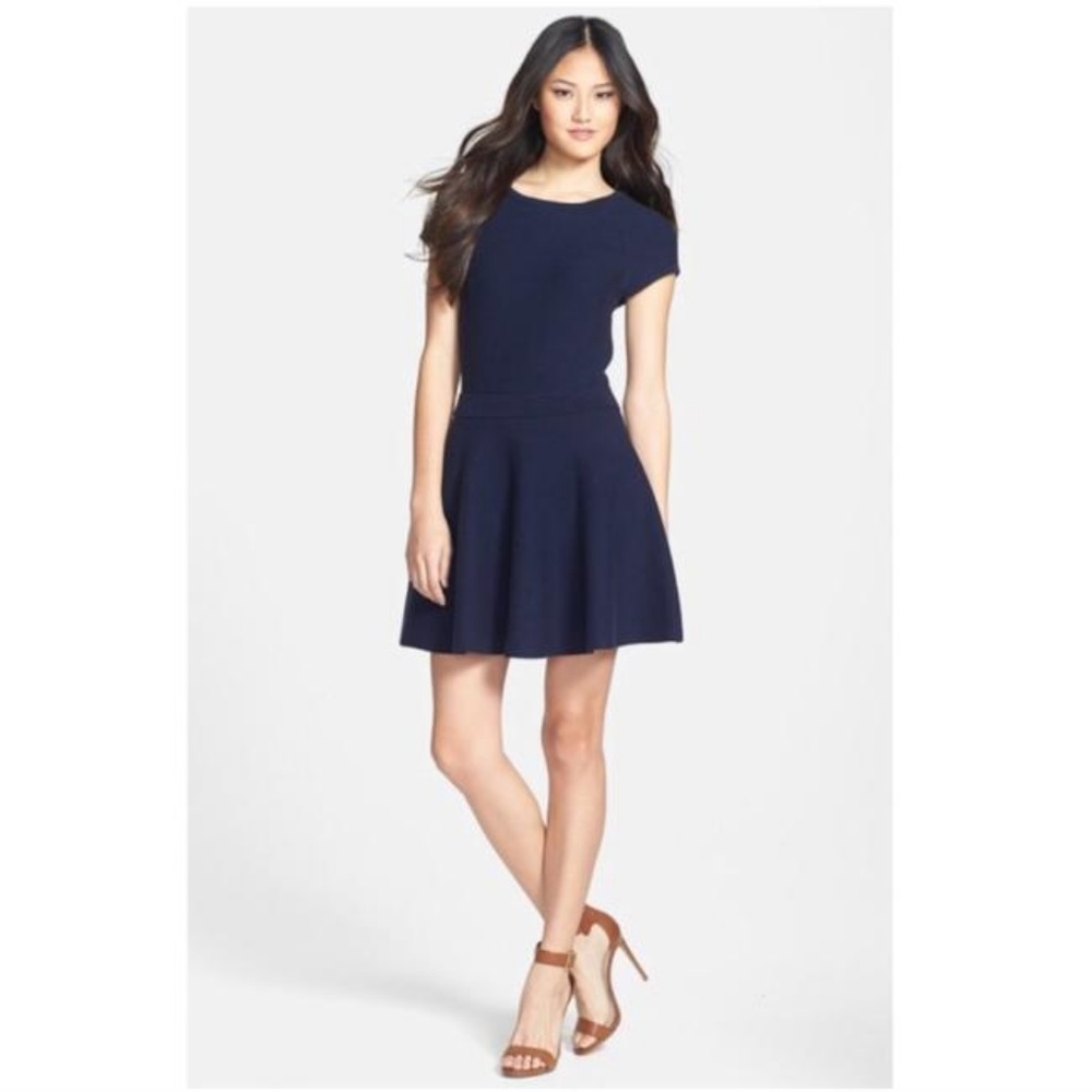 FINAL SALE! Trina Turk Knit Fit & Flare Dress Navy